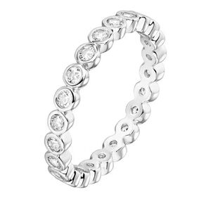 14K White Gold Plated Cubic Zirconia 2.8mm Stackable Gold Love Ring